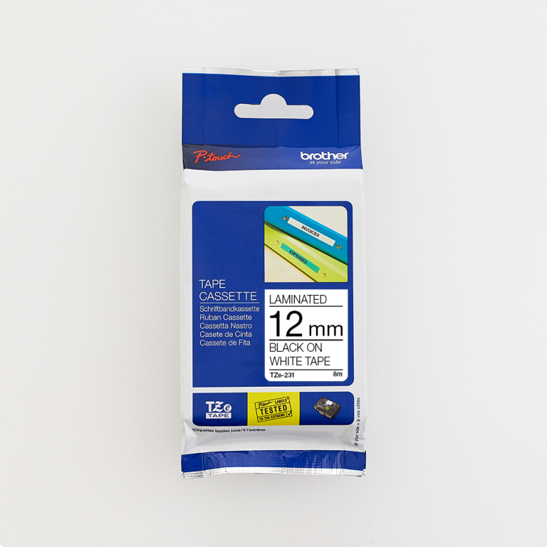 Cinta Laminada Rotuladora Brother Tze-231 12mm Negro/blanco TZE231