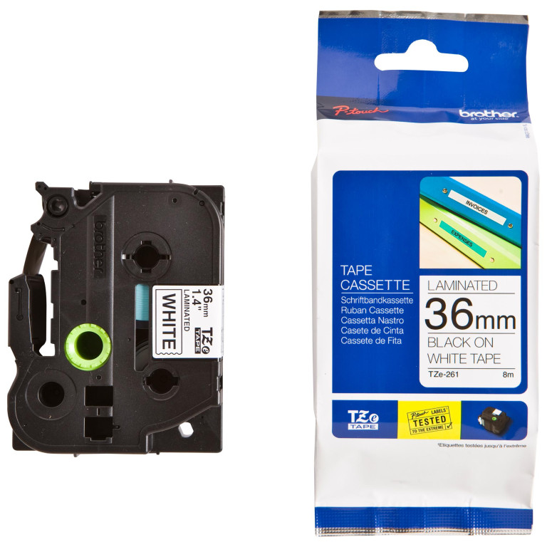 Cinta Laminada Neg/blan Tze261 , 36 Mm X 8 Mts Brother
