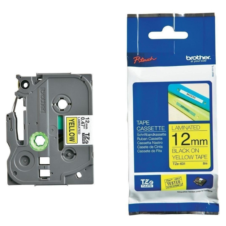 Cinta Rotuladora Brother Tze-631 12mm (8m) Negro S/amarillo TZE631