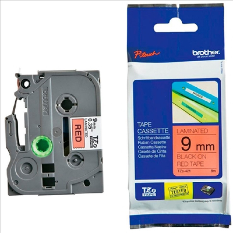 Cinta NEGRO / ROJO 9 MM TZe421