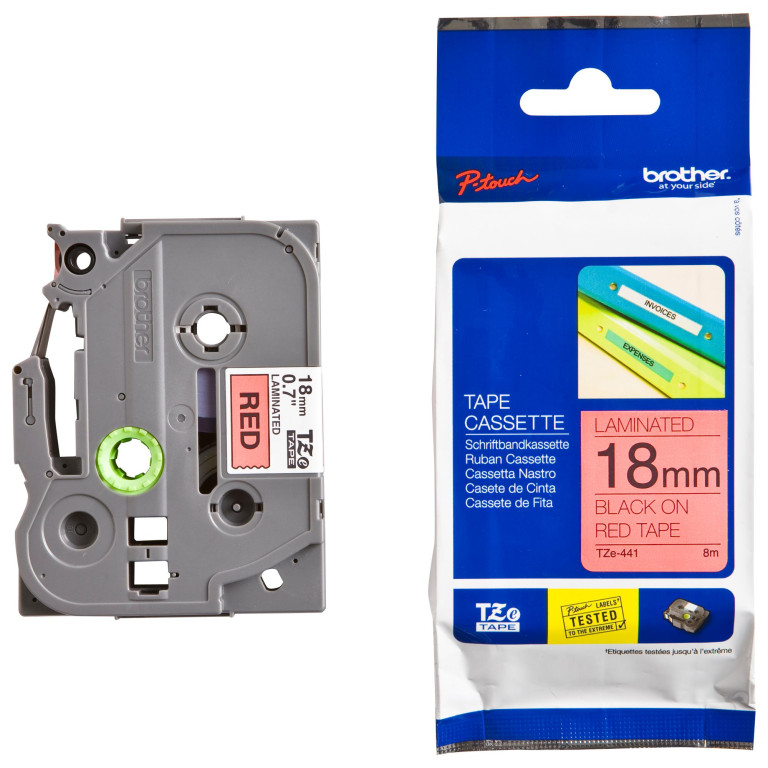 Cinta NEGRO / ROJO 18 MM TZe441