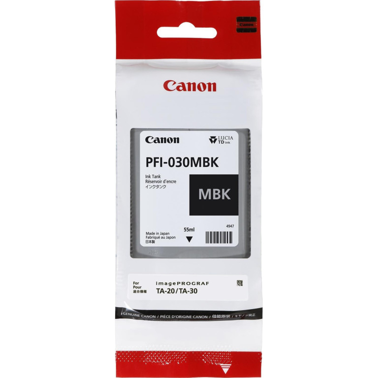 Tinta Negra 55ml Pfi 030mbk Canon Imageprograf Ta-20 Ta-30
