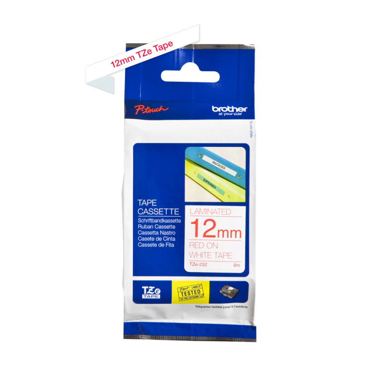 Cinta ROJO / BLANCO 12 MM TZe232