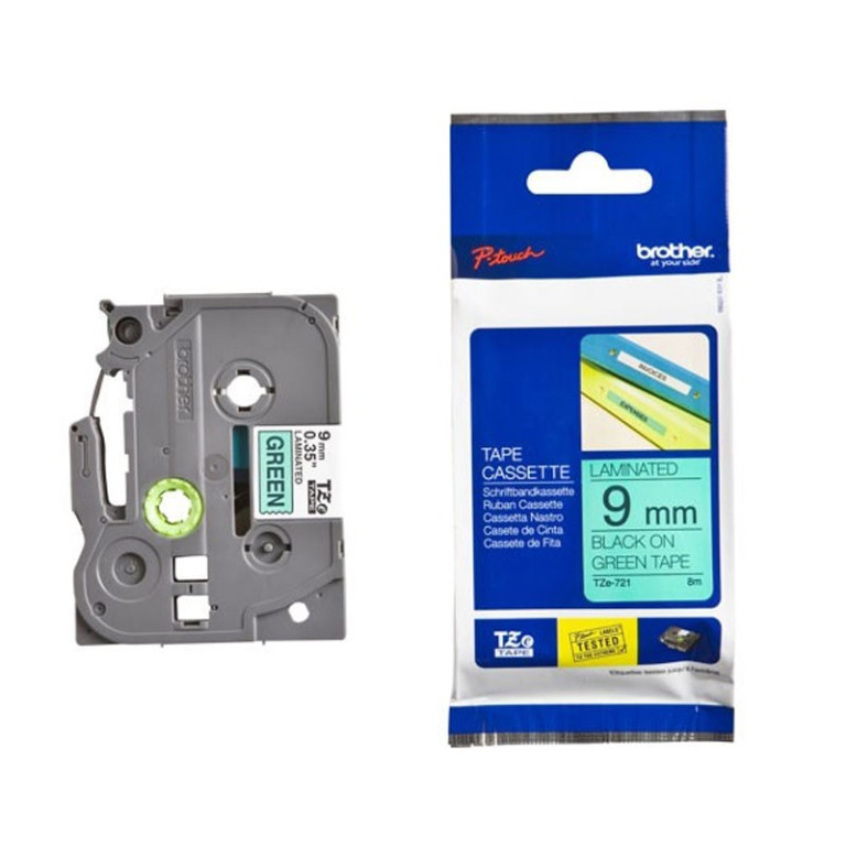 CINTA LAMINADA TZE721 NEGRO/VERDE 9MM