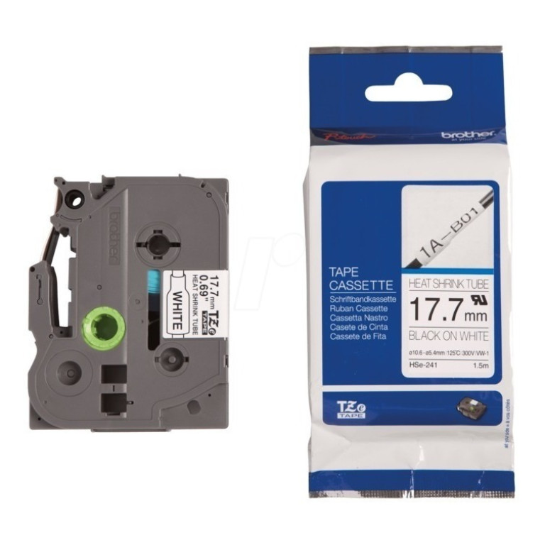 Cinta original Brother Termocontraible NEGRO / BLANCO 17,7 MM HSe241 HSe241E