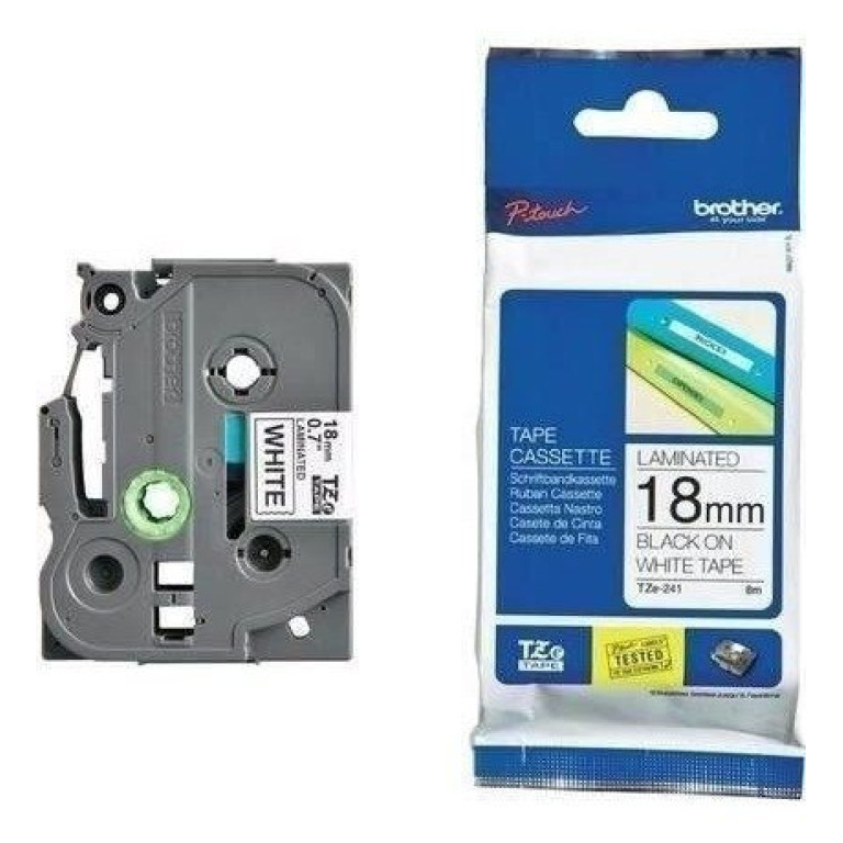 Cinta NEGRO / BLANCO 18 MM TZe241