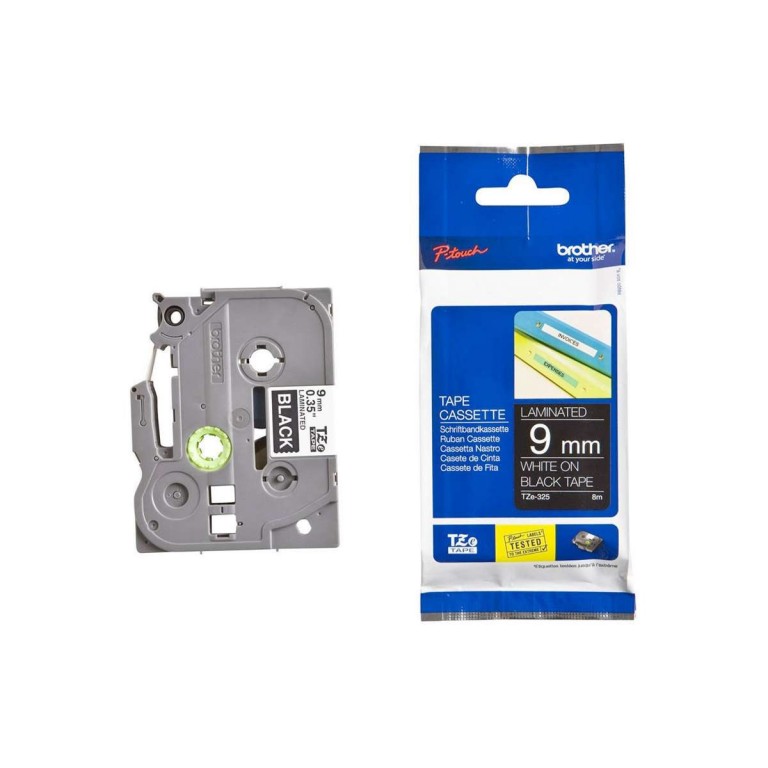 Cinta BLANCO / NEGRO 9 MM TZe325