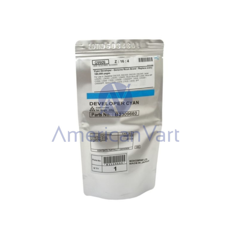 Revelador Cyan B2309660 Ricoh Original C2000 C2500 C3000 C3500 C4500