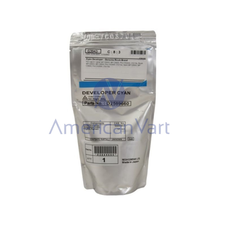 Revelador Cyan D2589660 Ricoh Original C6503 C8003 C5200 Revelador Cyan D2589660 Ricoh Original C6503 C8003 C5200